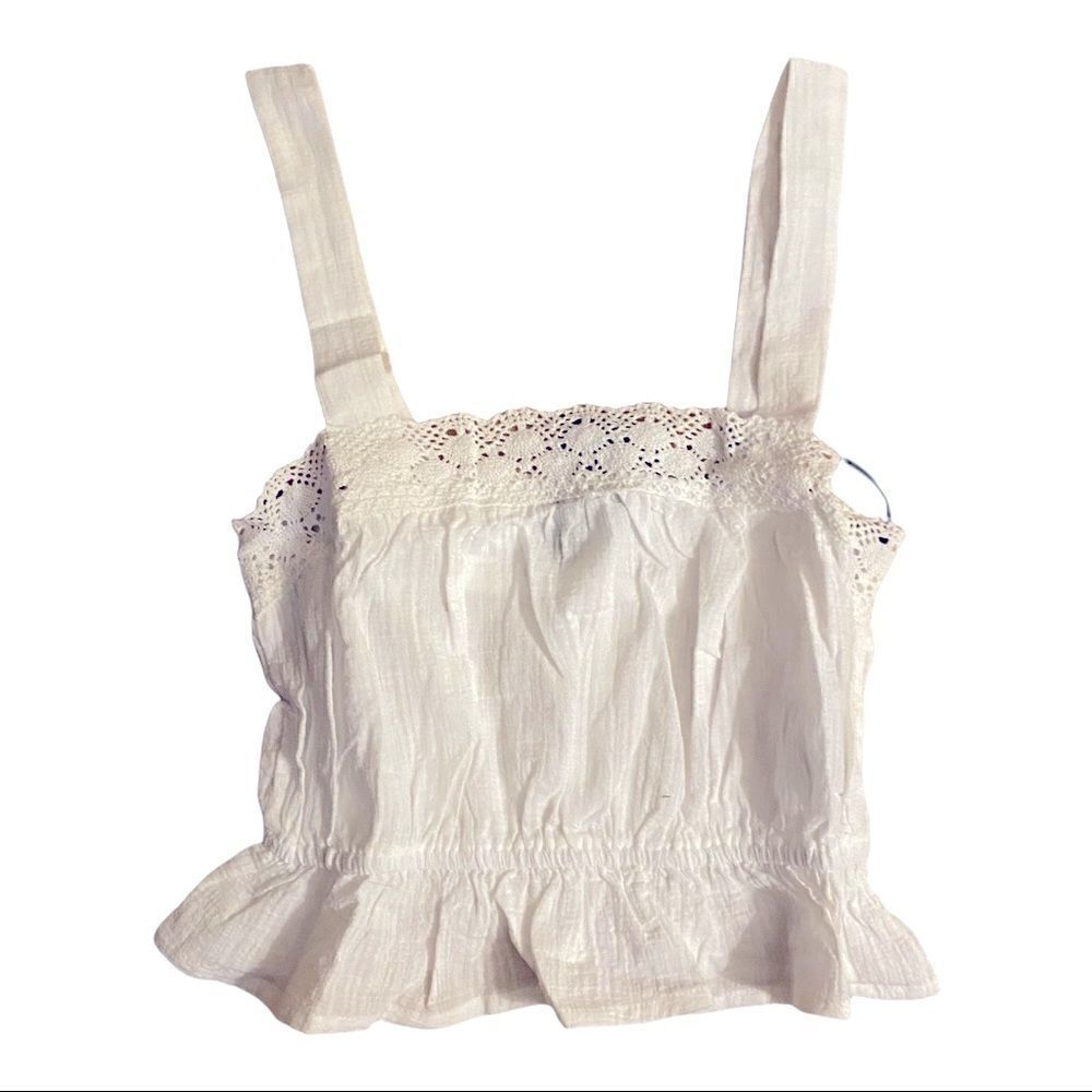 Forever 21 White Embroidered Lace Woven Top NWT Sz Small
